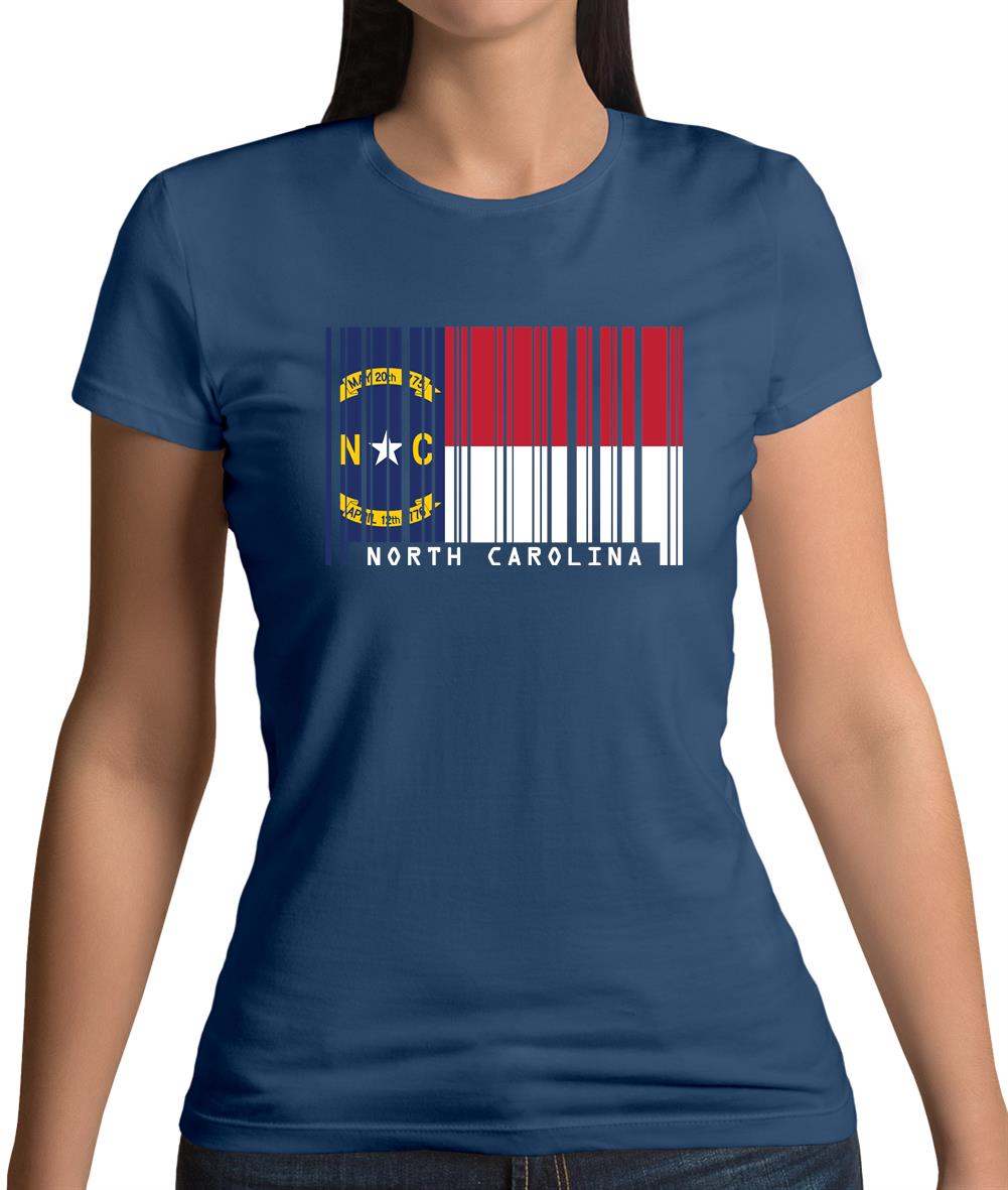 North Carolina  Barcode Style Flag Womens T-Shirt North Carolina  Barcode Style Flag Womens T-Shirt