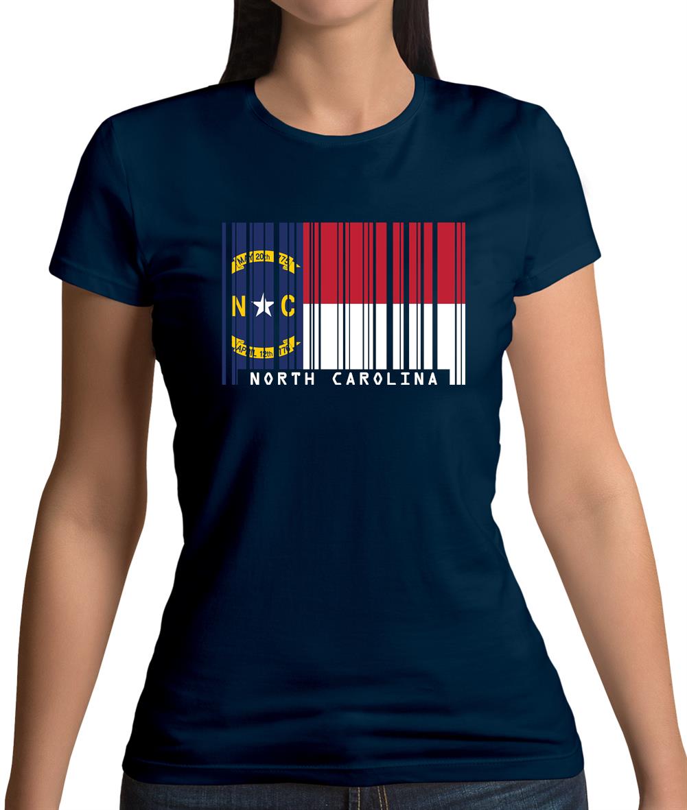 North Carolina  Barcode Style Flag Womens T-Shirt North Carolina  Barcode Style Flag Womens T-Shirt