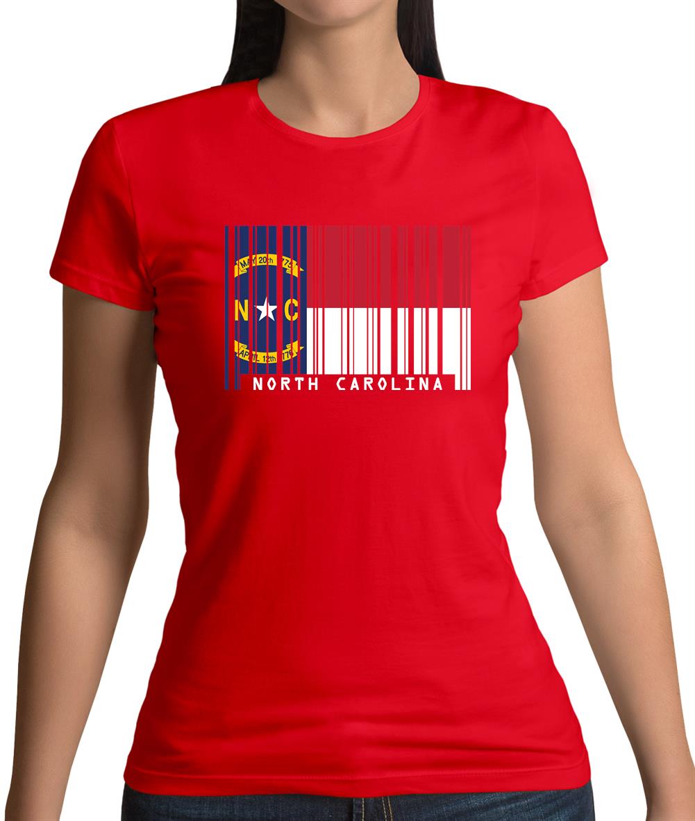North Carolina  Barcode Style Flag Womens T-Shirt North Carolina  Barcode Style Flag Womens T-Shirt