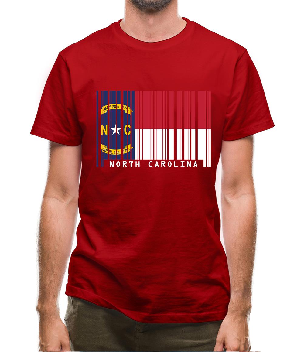North Carolina  Barcode Style Flag Mens T-Shirt North Carolina  Barcode Style Flag Mens T-Shirt