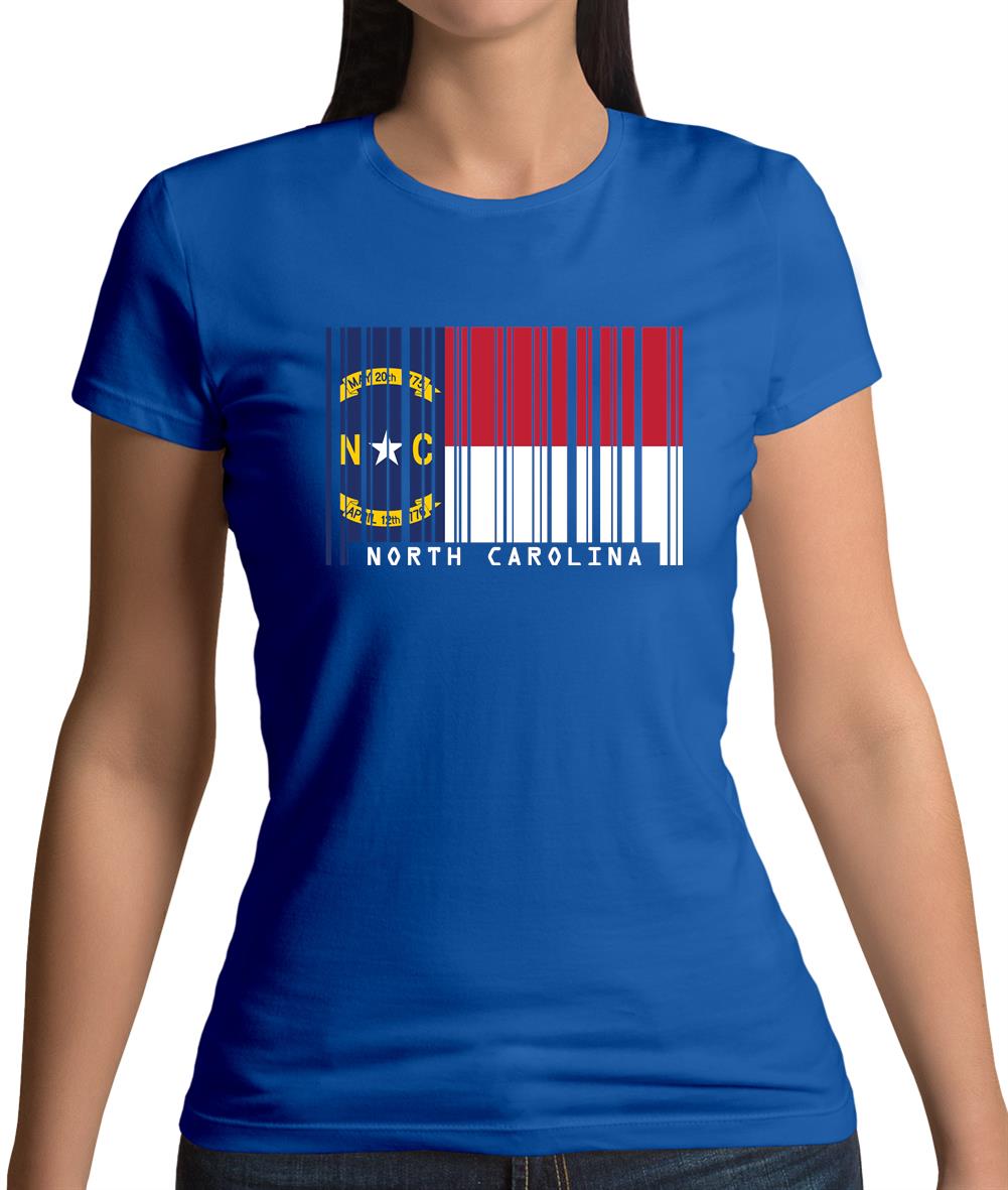 North Carolina  Barcode Style Flag Womens T-Shirt North Carolina  Barcode Style Flag Womens T-Shirt