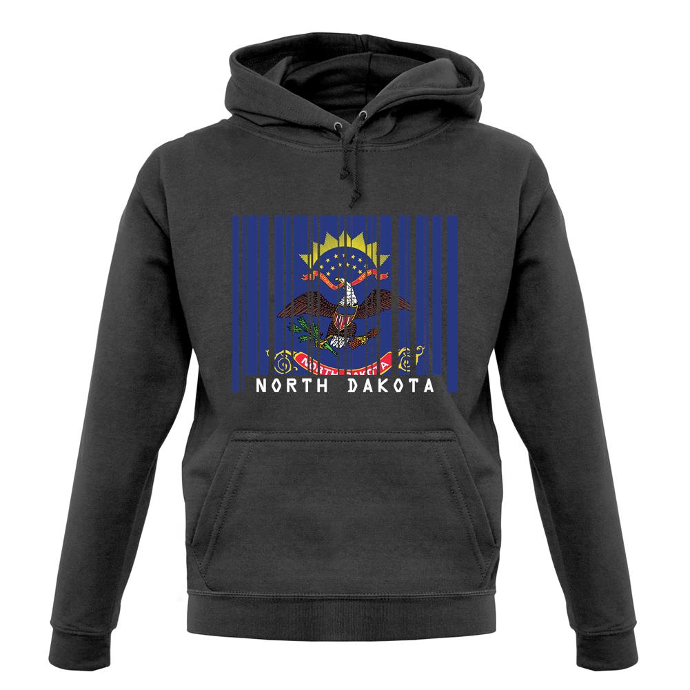 North Dakota  Barcode Style Flag unisex hoodie North Dakota  Barcode Style Flag unisex hoodie