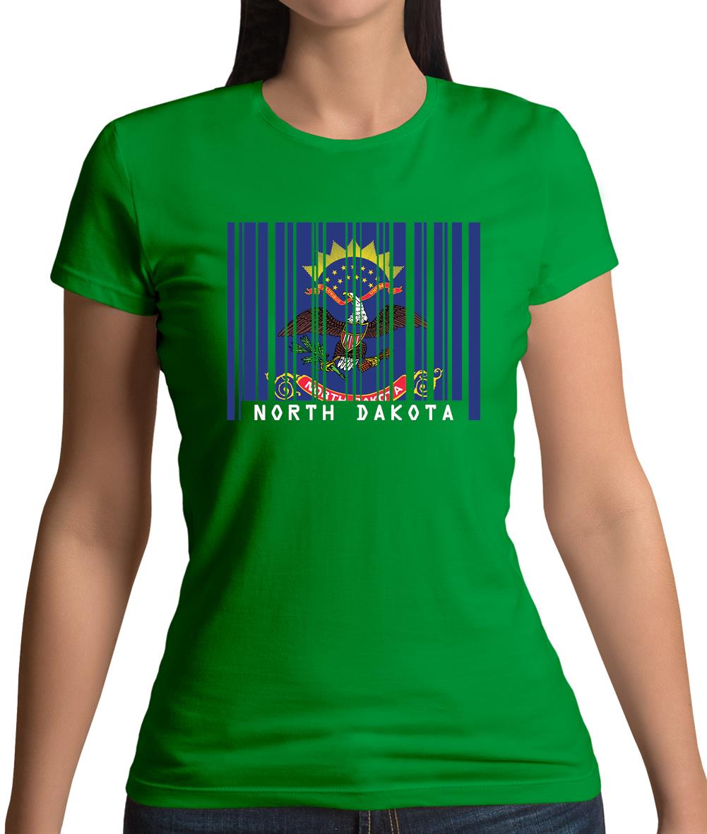 North Dakota  Barcode Style Flag Womens T-Shirt North Dakota  Barcode Style Flag Womens T-Shirt