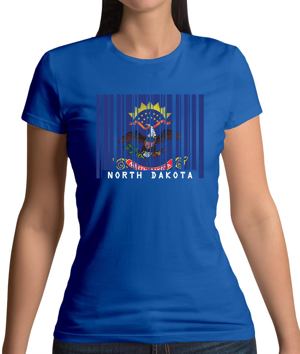 North Dakota  Barcode Style Flag Womens T-Shirt North Dakota  Barcode Style Flag Womens T-Shirt