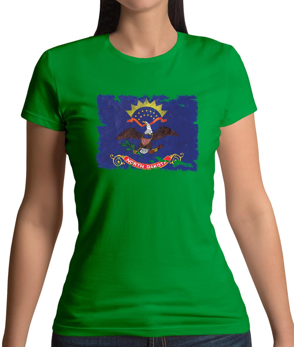 North Dakota Grunge Style Flag Womens T-Shirt North Dakota Grunge Style Flag Womens T-Shirt