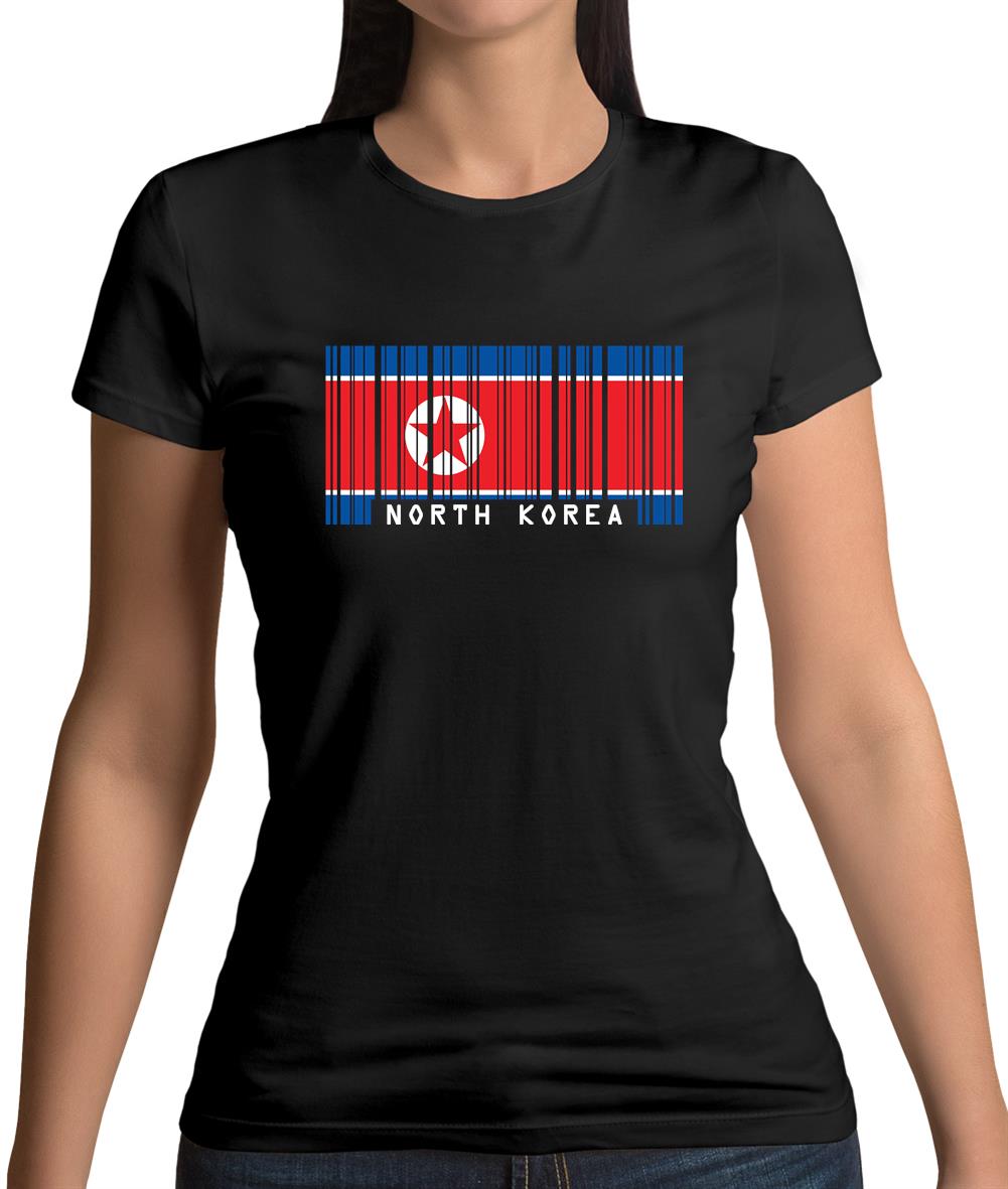North Korea  Barcode Style Flag Womens T-Shirt North Korea  Barcode Style Flag Womens T-Shirt