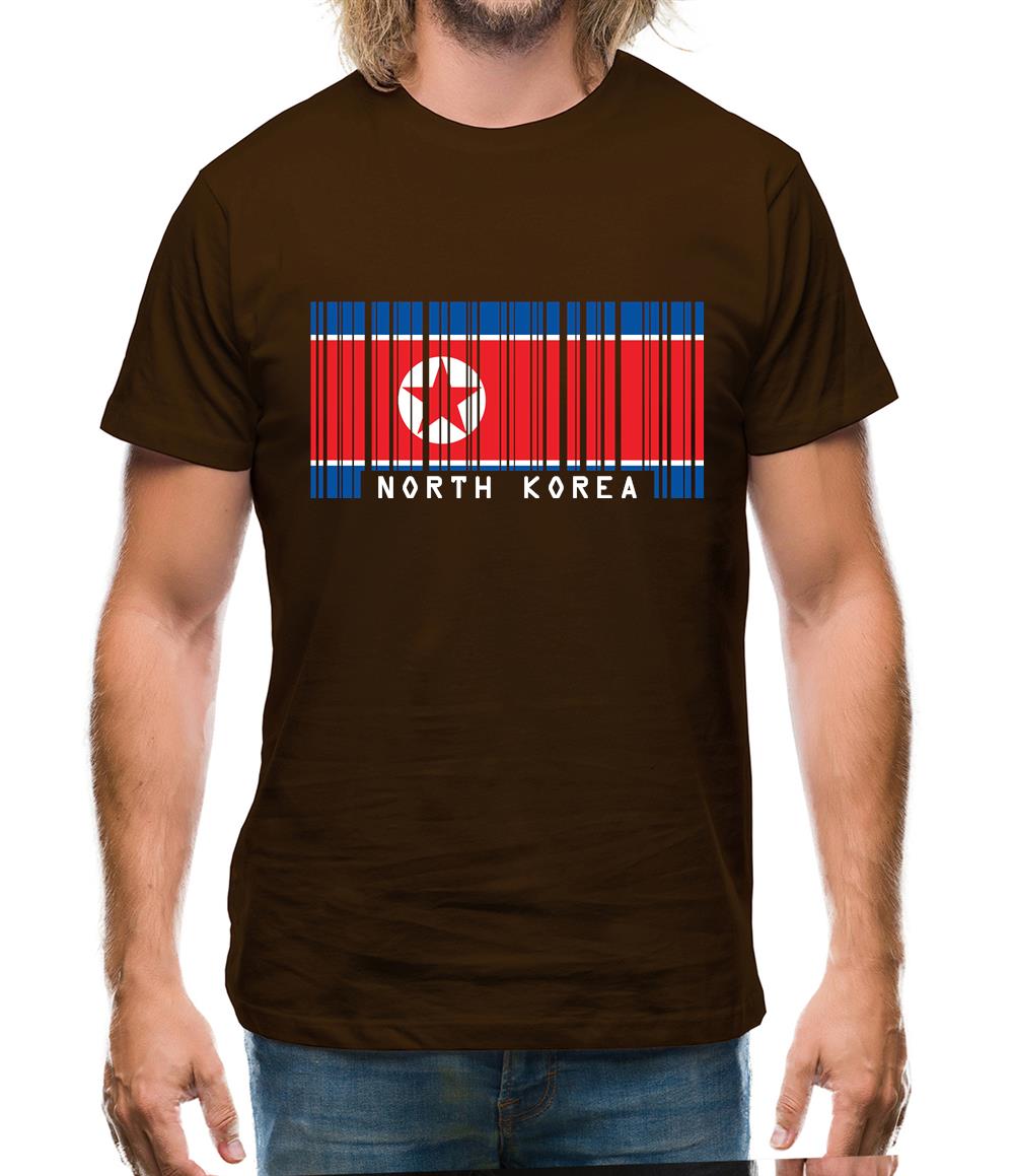 North Korea  Barcode Style Flag Mens T-Shirt North Korea  Barcode Style Flag Mens T-Shirt