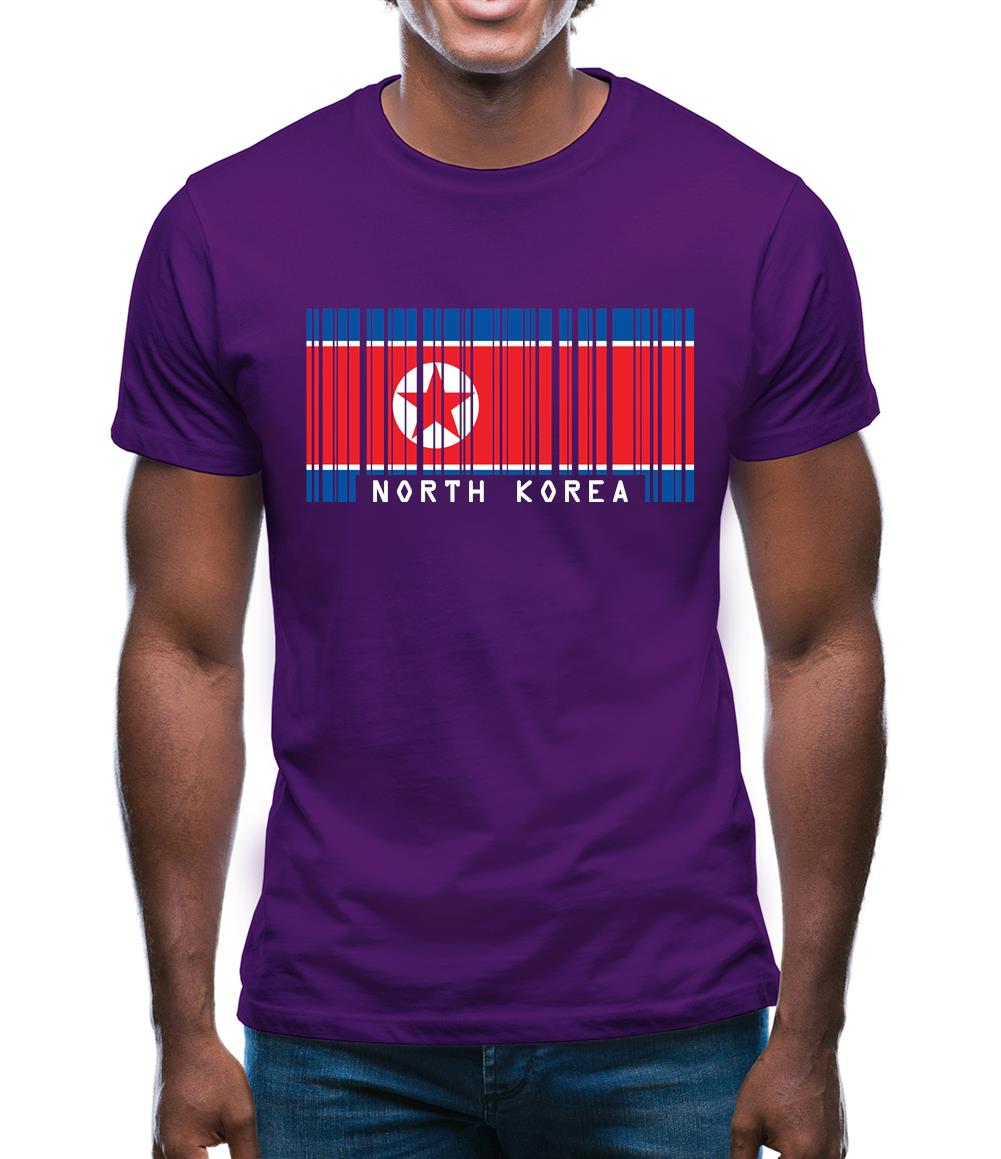North Korea  Barcode Style Flag Mens T-Shirt North Korea  Barcode Style Flag Mens T-Shirt