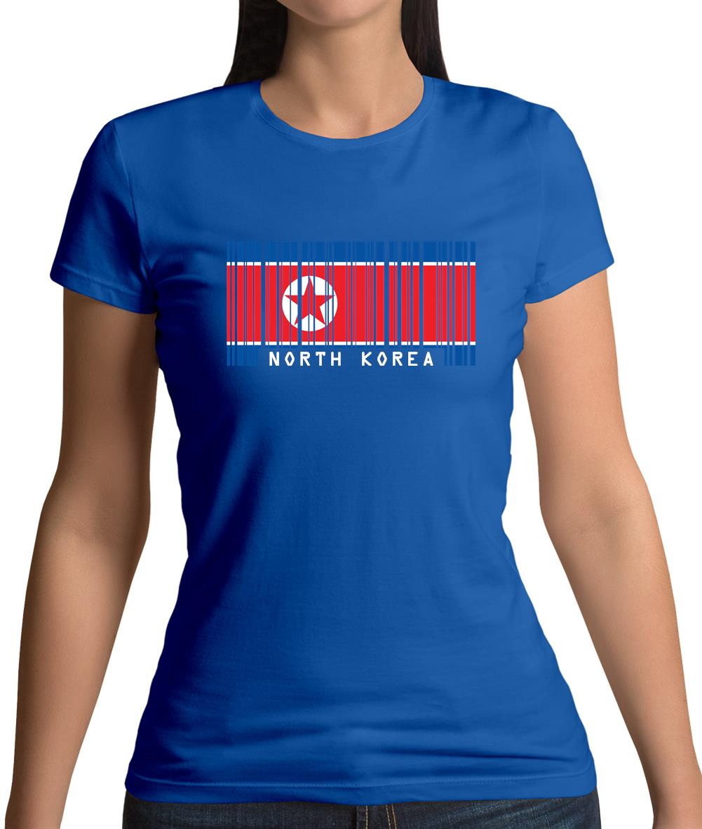 North Korea  Barcode Style Flag Womens T-Shirt North Korea  Barcode Style Flag Womens T-Shirt