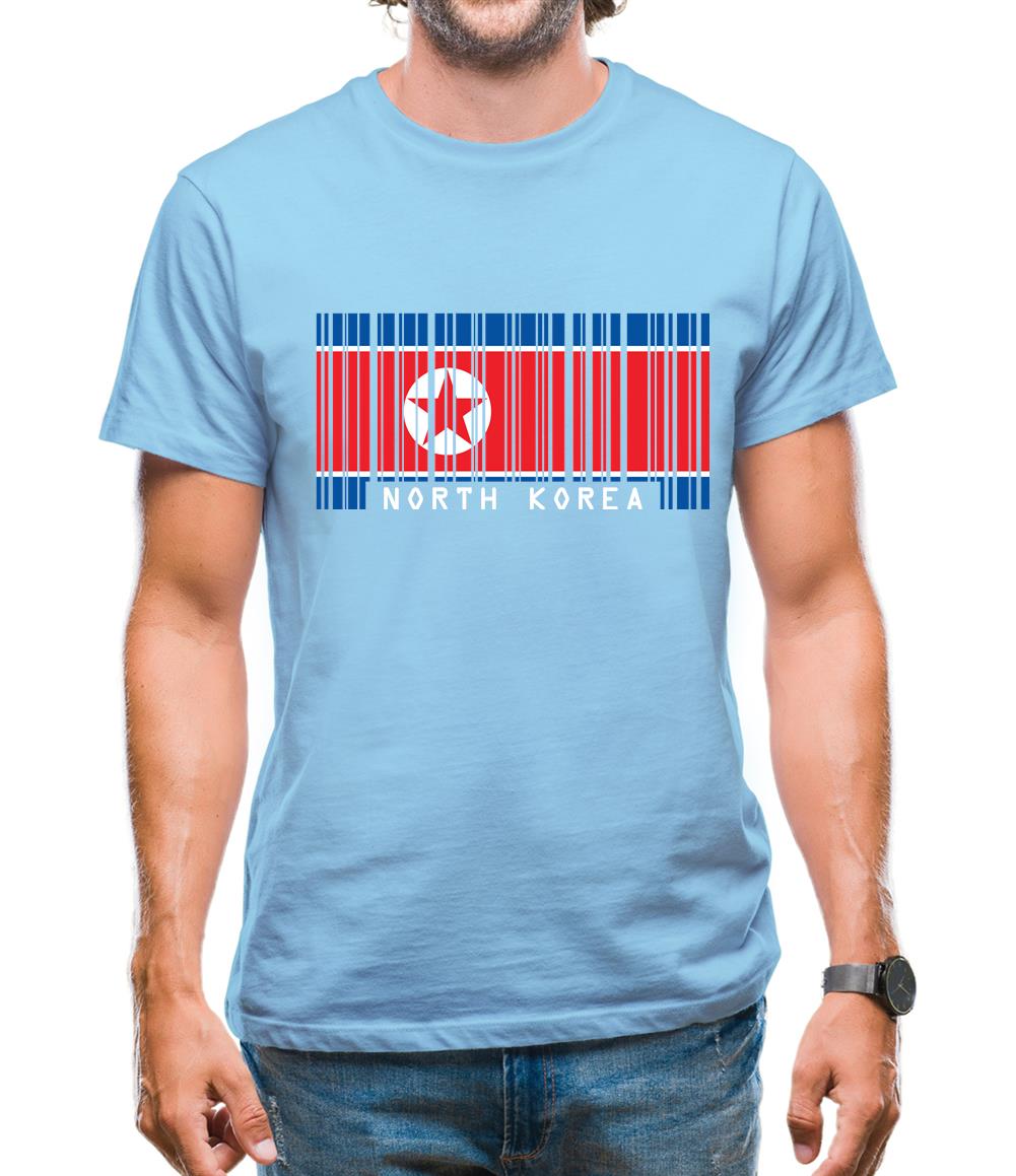 North Korea  Barcode Style Flag Mens T-Shirt North Korea  Barcode Style Flag Mens T-Shirt