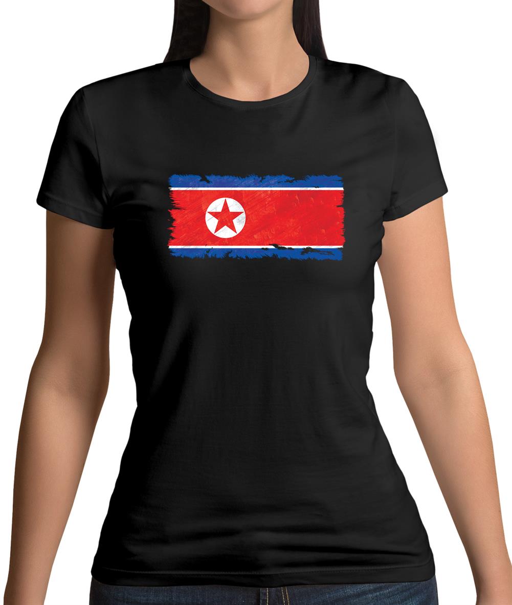 North Korea Grunge Style Flag Womens T-Shirt North Korea Grunge Style Flag Womens T-Shirt
