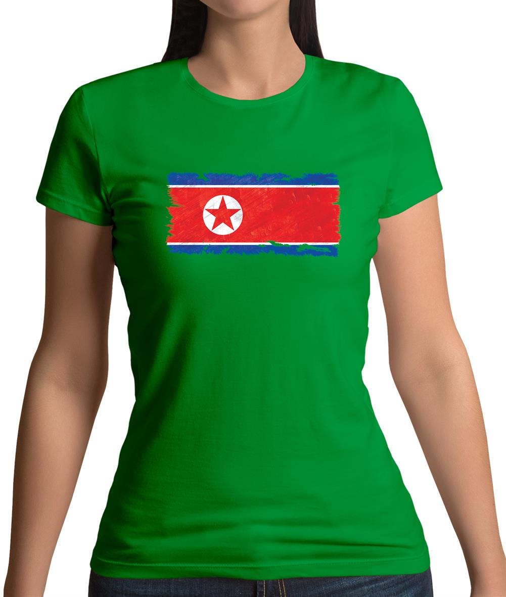 North Korea Grunge Style Flag Womens T-Shirt North Korea Grunge Style Flag Womens T-Shirt