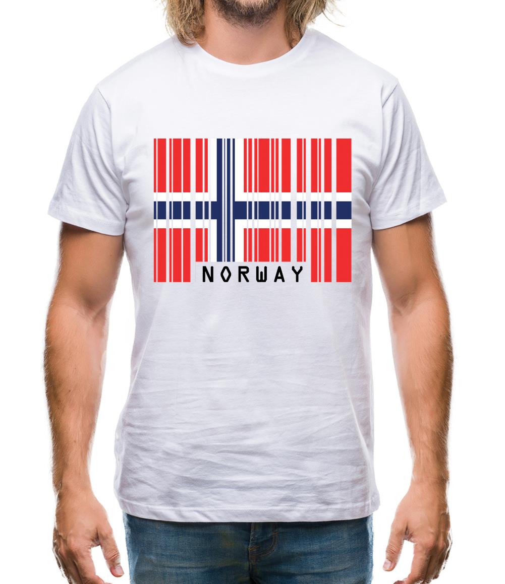 Norway Barcode Style Flag Mens T-Shirt Norway Barcode Style Flag Mens T-Shirt