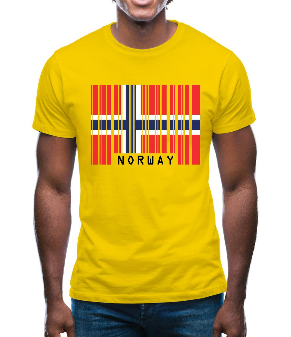Norway Barcode Style Flag Mens T-Shirt Norway Barcode Style Flag Mens T-Shirt