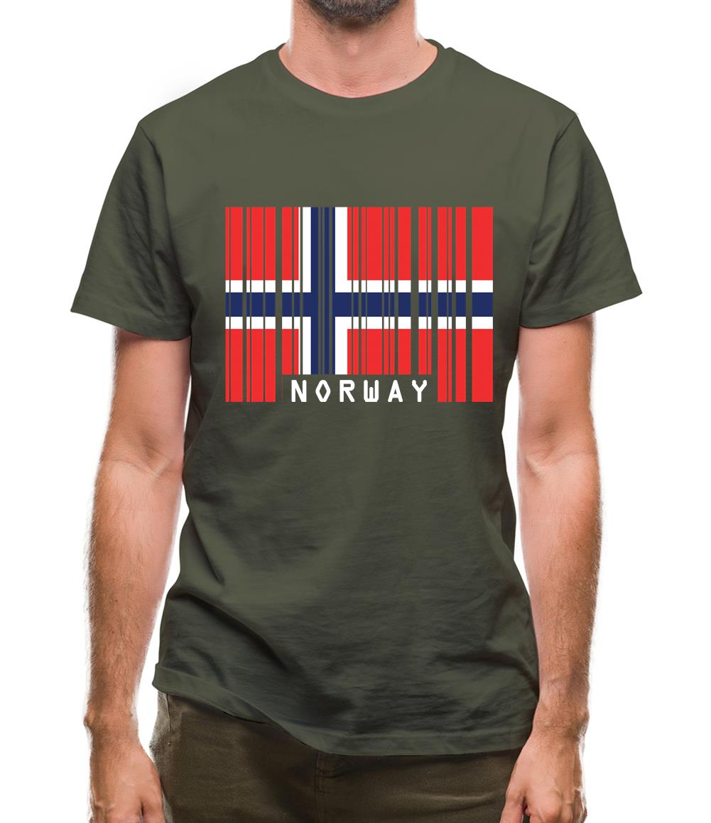 Norway Barcode Style Flag Mens T-Shirt Norway Barcode Style Flag Mens T-Shirt