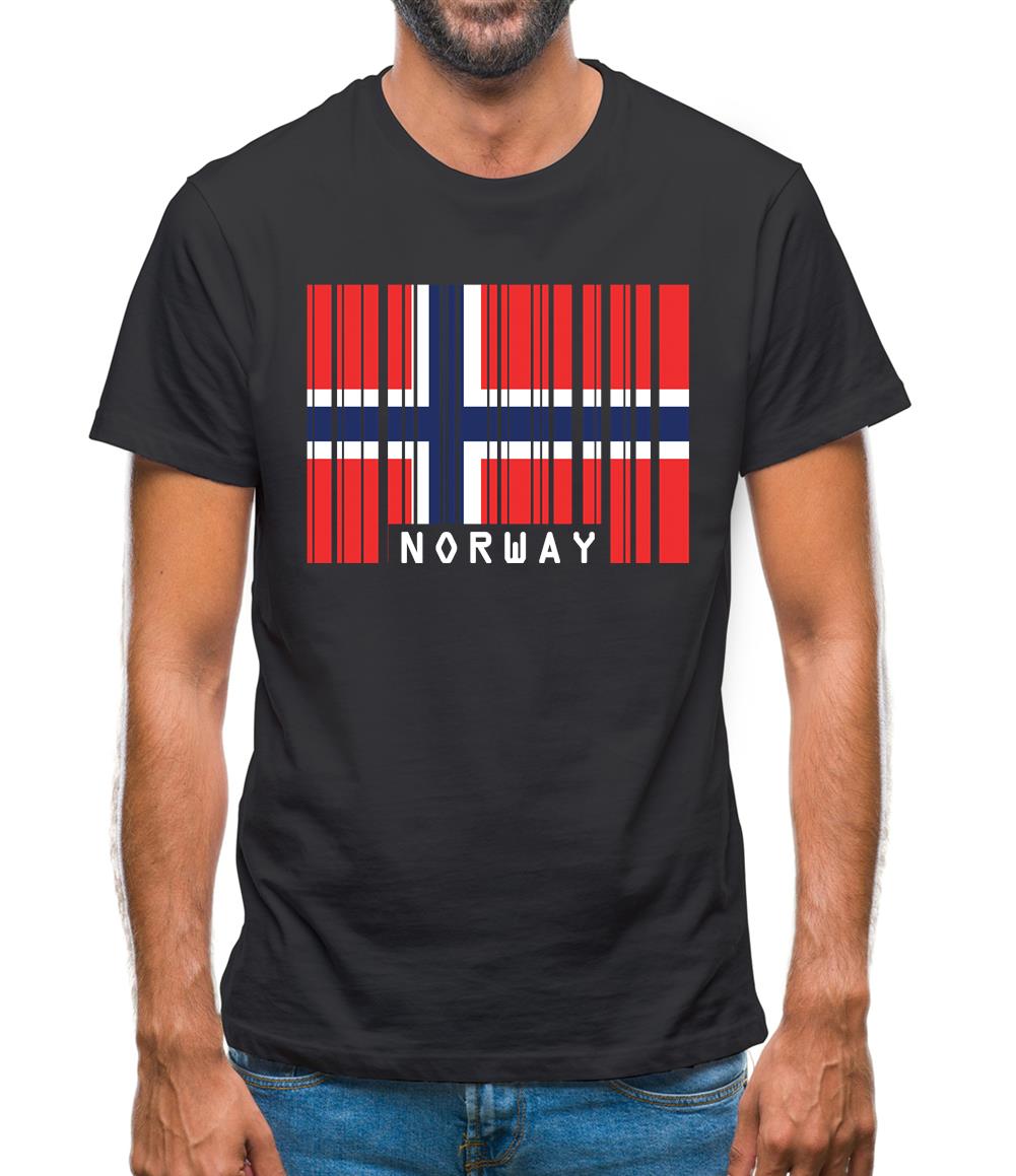 Norway Barcode Style Flag Mens T-Shirt Norway Barcode Style Flag Mens T-Shirt