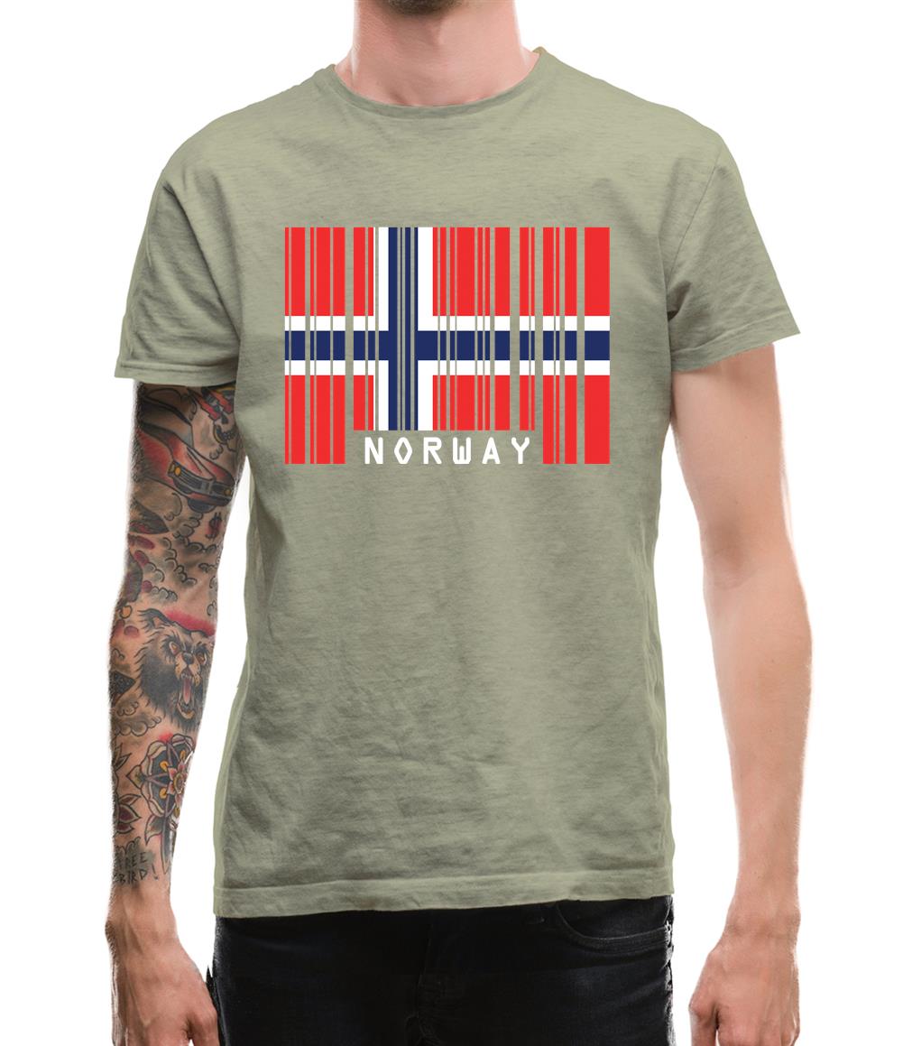 Norway Barcode Style Flag Mens T-Shirt Norway Barcode Style Flag Mens T-Shirt