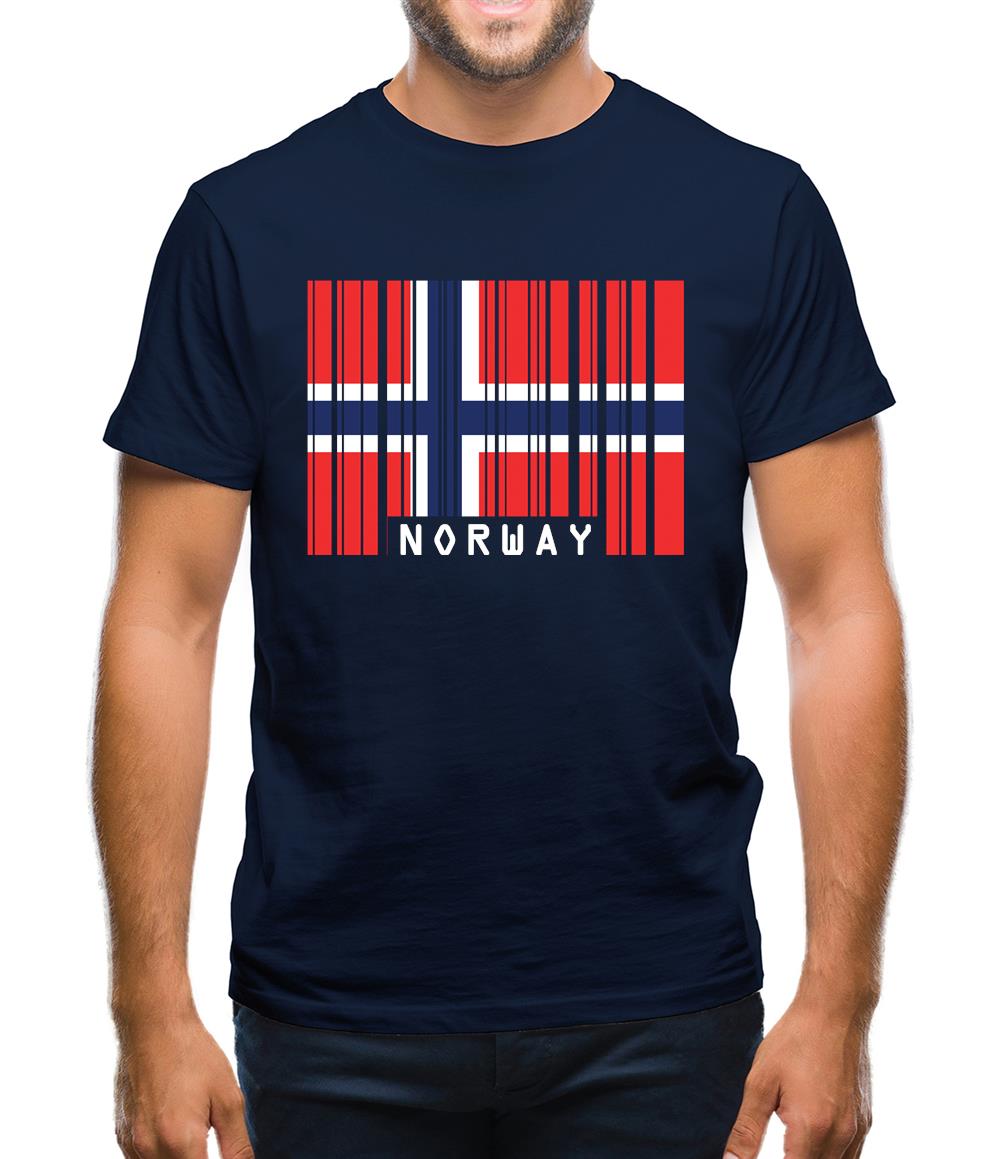 Norway Barcode Style Flag Mens T-Shirt Norway Barcode Style Flag Mens T-Shirt