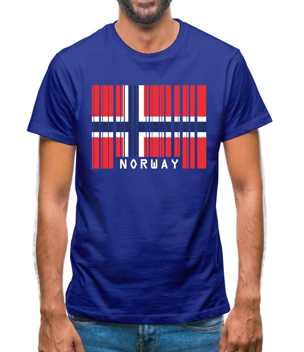 Norway Barcode Style Flag Mens T-Shirt Norway Barcode Style Flag Mens T-Shirt