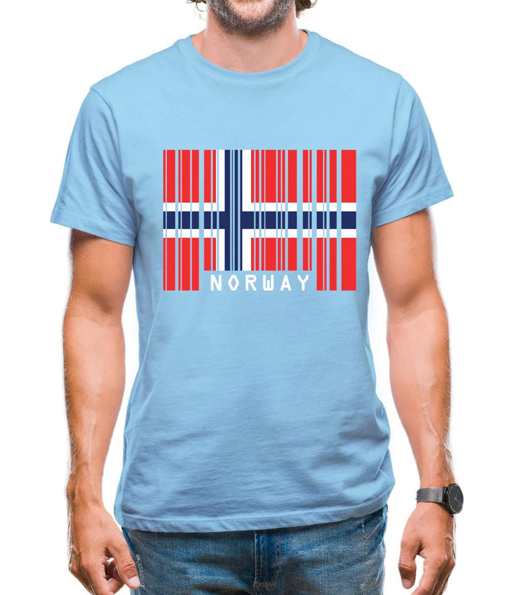Norway Barcode Style Flag Mens T-Shirt Norway Barcode Style Flag Mens T-Shirt
