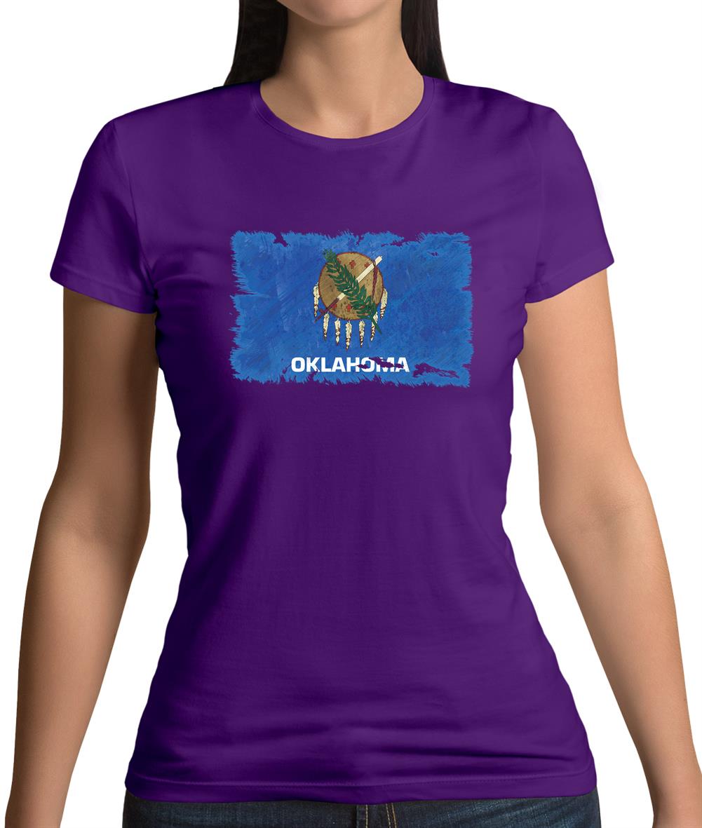 Oklahoma Grunge Style Flag Womens T-Shirt