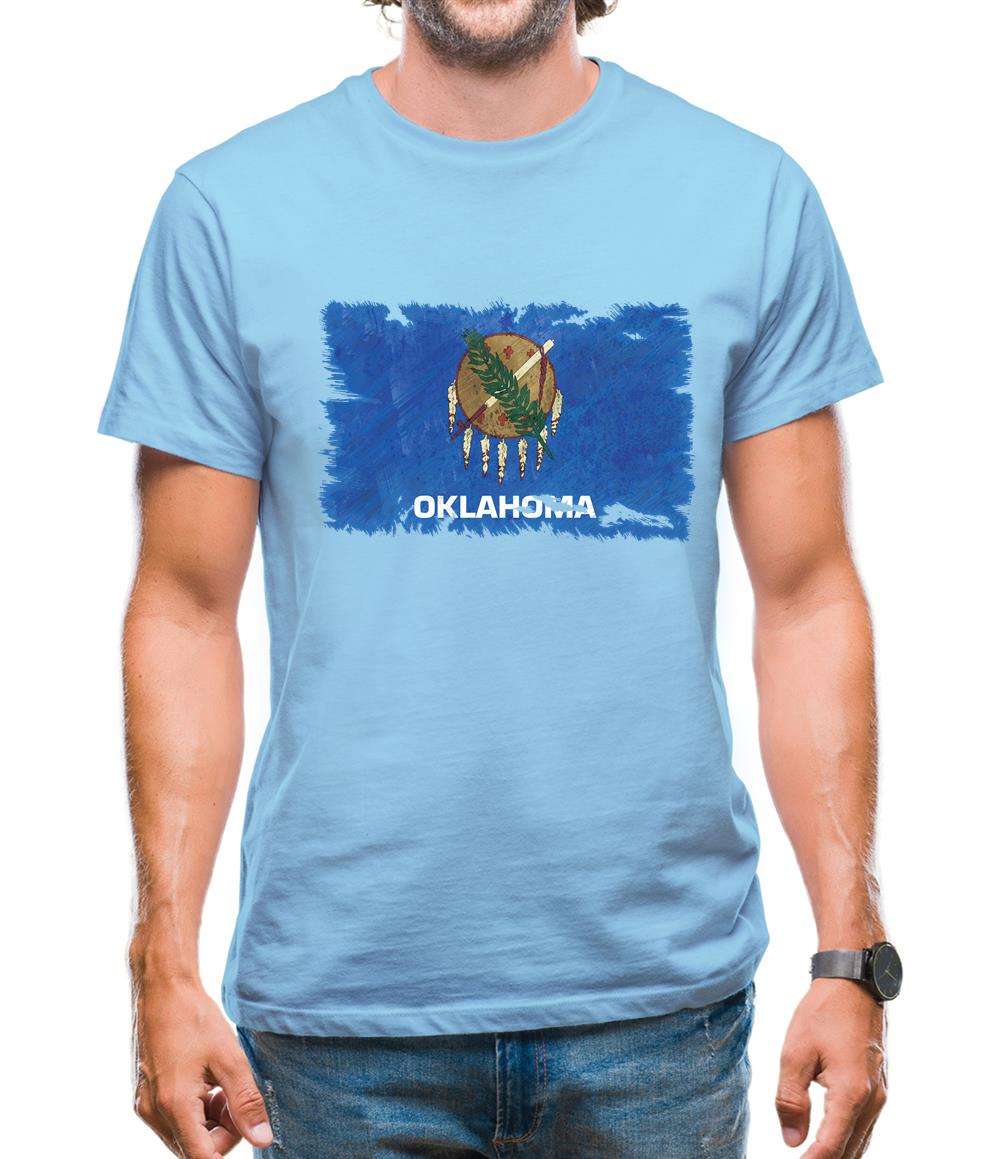 Oklahoma Grunge Style Flag Mens T-Shirt