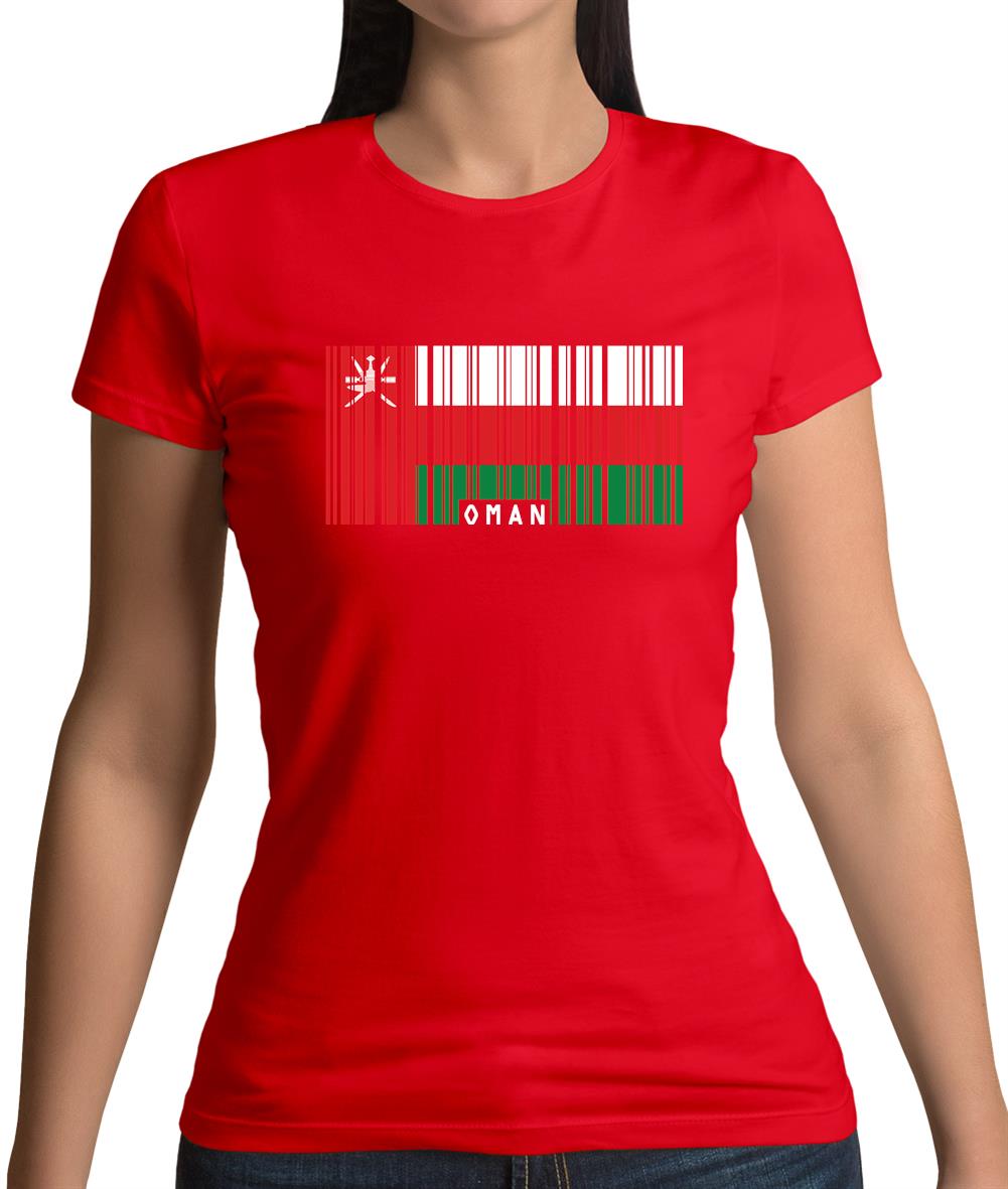 Oman Barcode Style Flag Womens T-Shirt Oman Barcode Style Flag Womens T-Shirt
