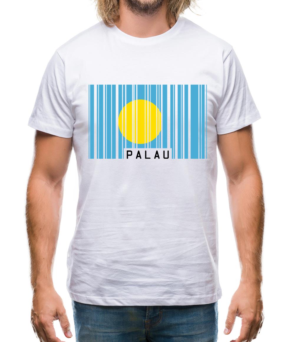 Palau Barcode Style Flag Mens T-Shirt Palau Barcode Style Flag Mens T-Shirt