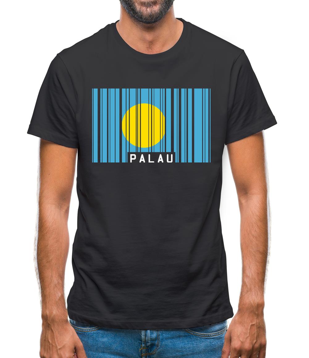 Palau Barcode Style Flag Mens T-Shirt Palau Barcode Style Flag Mens T-Shirt