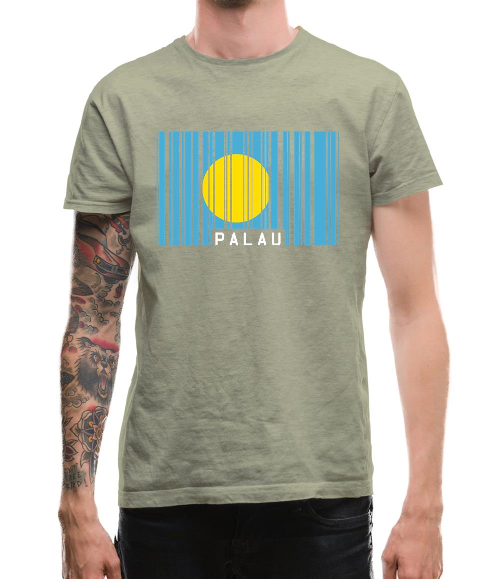 Palau Barcode Style Flag Mens T-Shirt
