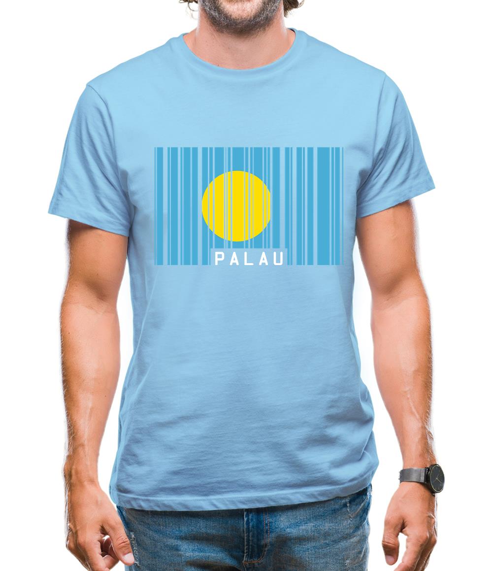 Palau Barcode Style Flag Mens T-Shirt Palau Barcode Style Flag Mens T-Shirt