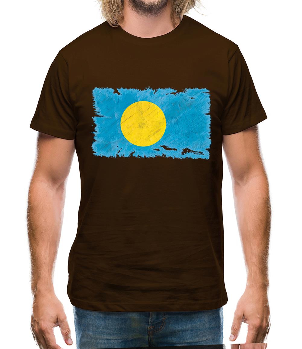 Palau Grunge Style Flag Mens T-Shirt Palau Grunge Style Flag Mens T-Shirt
