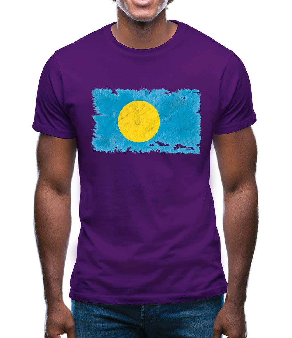 Palau Grunge Style Flag Mens T-Shirt Palau Grunge Style Flag Mens T-Shirt