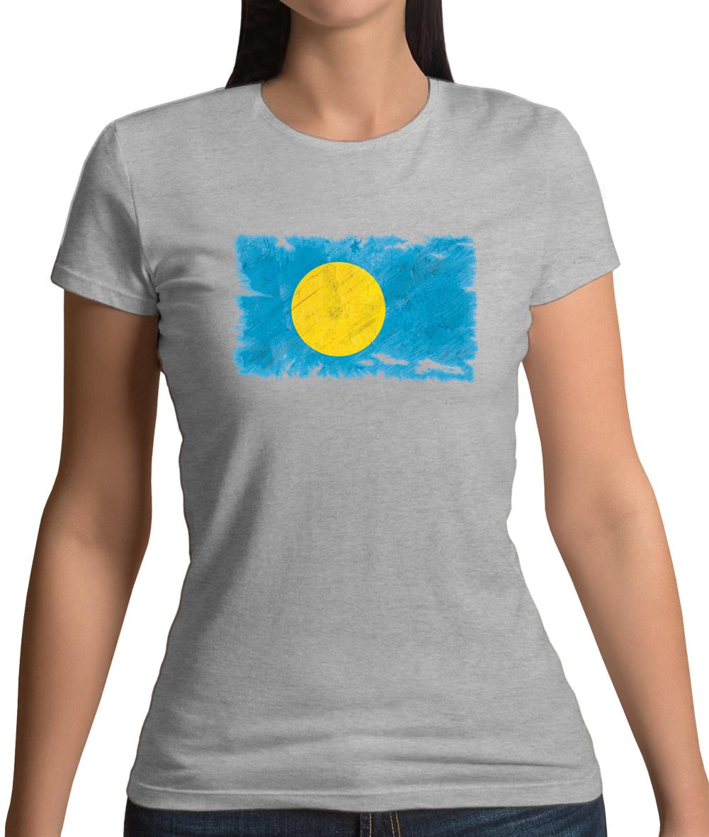 Palau Grunge Style Flag Womens T-Shirt Palau Grunge Style Flag Womens T-Shirt