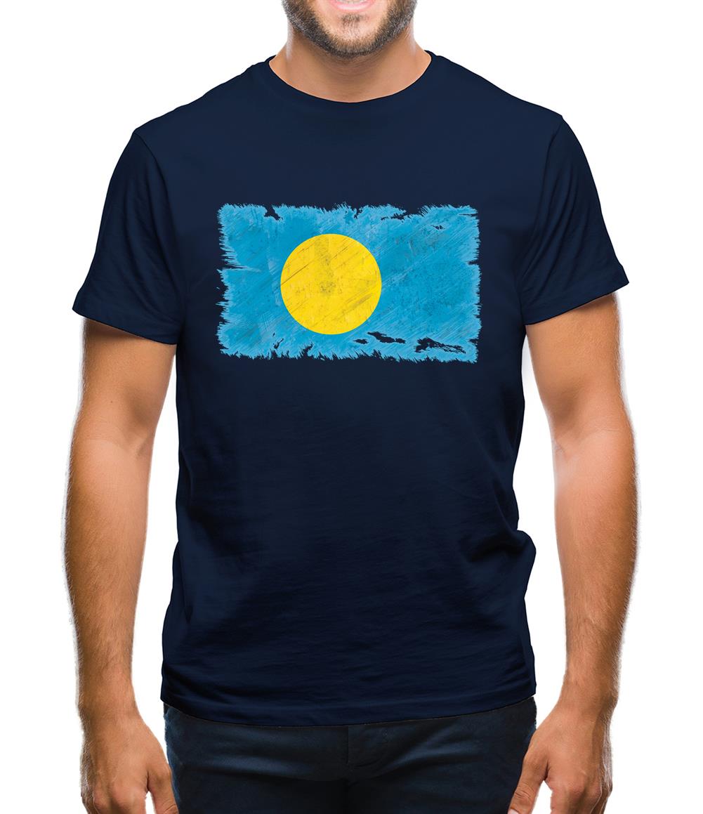 Palau Grunge Style Flag Mens T-Shirt Palau Grunge Style Flag Mens T-Shirt