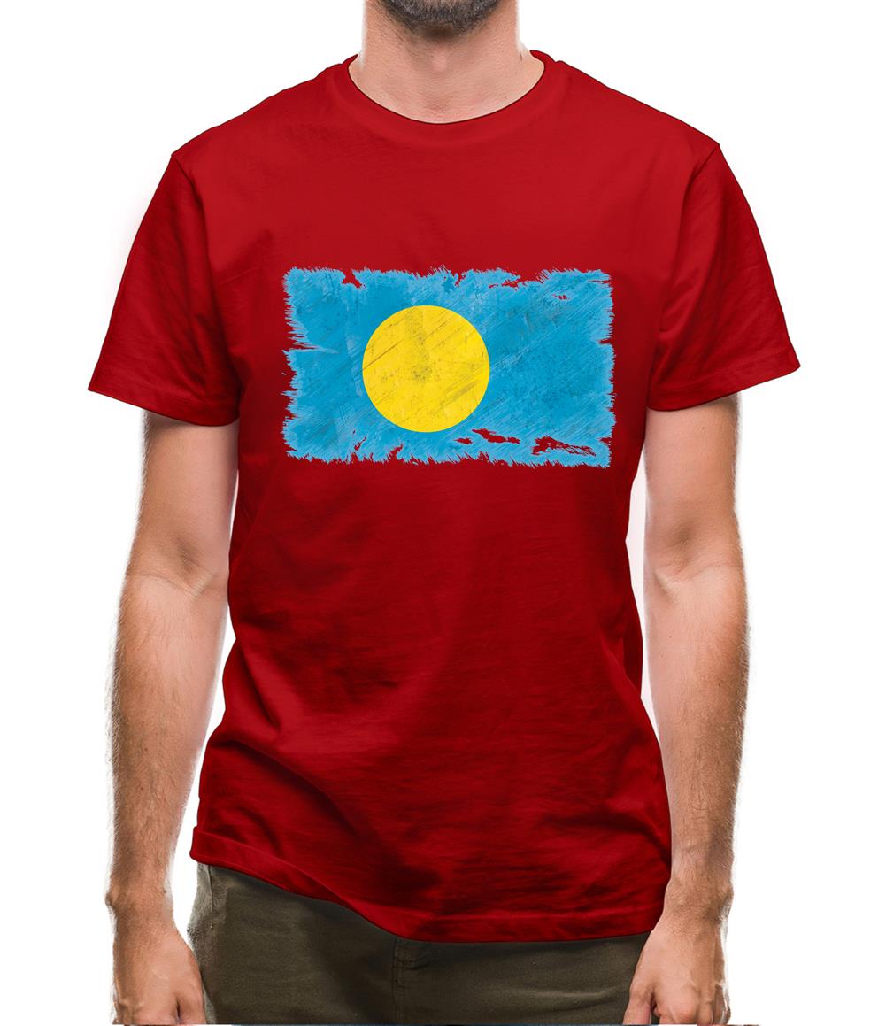 Palau Grunge Style Flag Mens T-Shirt Palau Grunge Style Flag Mens T-Shirt