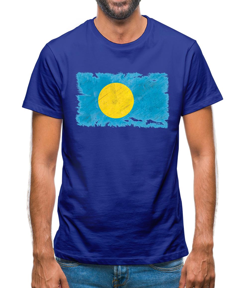 Palau Grunge Style Flag Mens T-Shirt Palau Grunge Style Flag Mens T-Shirt