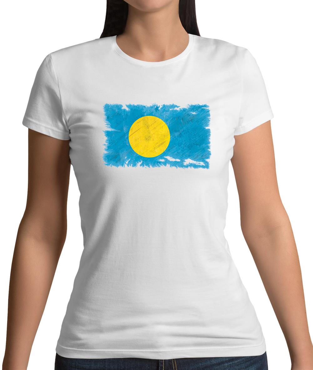 Palau Grunge Style Flag Womens T-Shirt Palau Grunge Style Flag Womens T-Shirt
