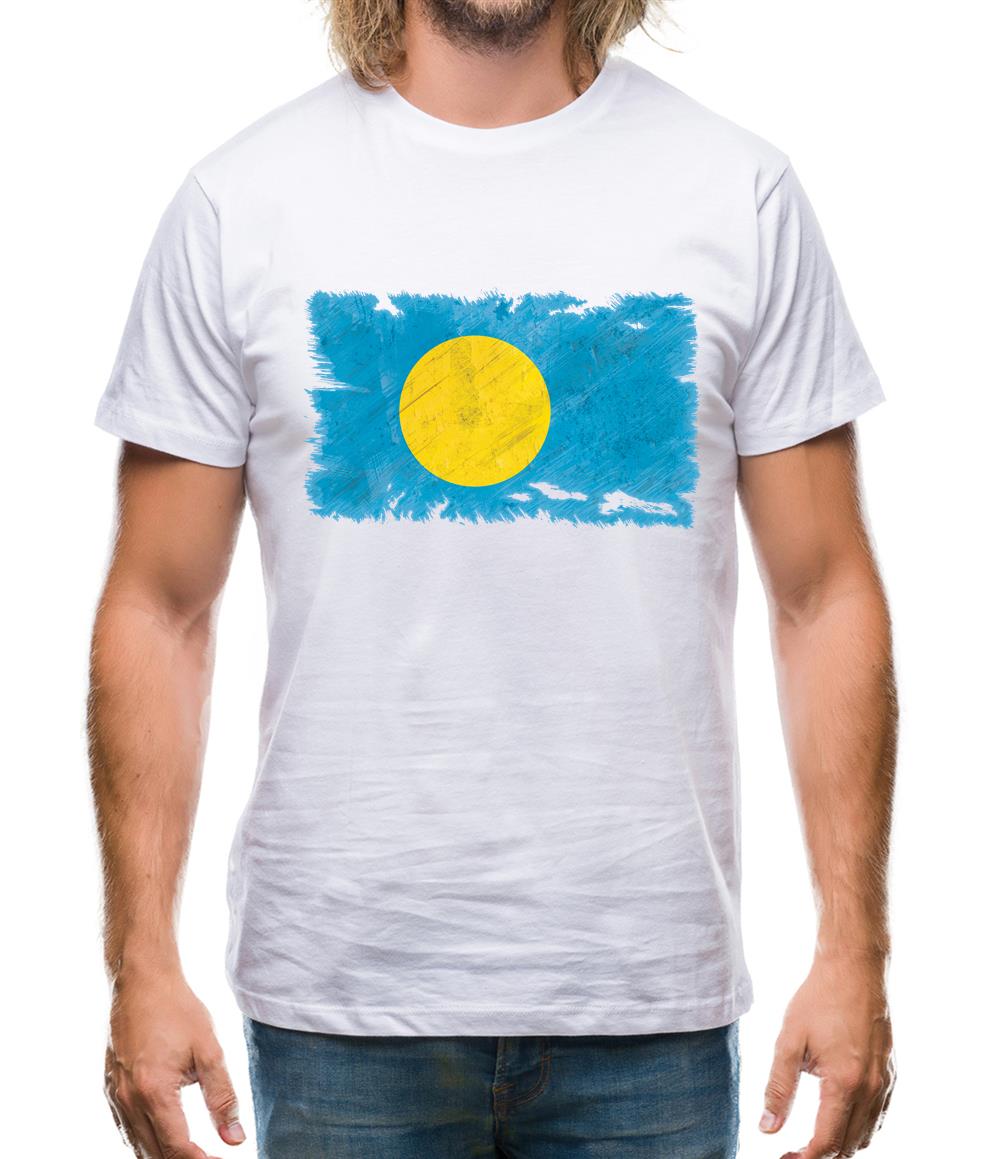 Palau Grunge Style Flag Mens T-Shirt Palau Grunge Style Flag Mens T-Shirt
