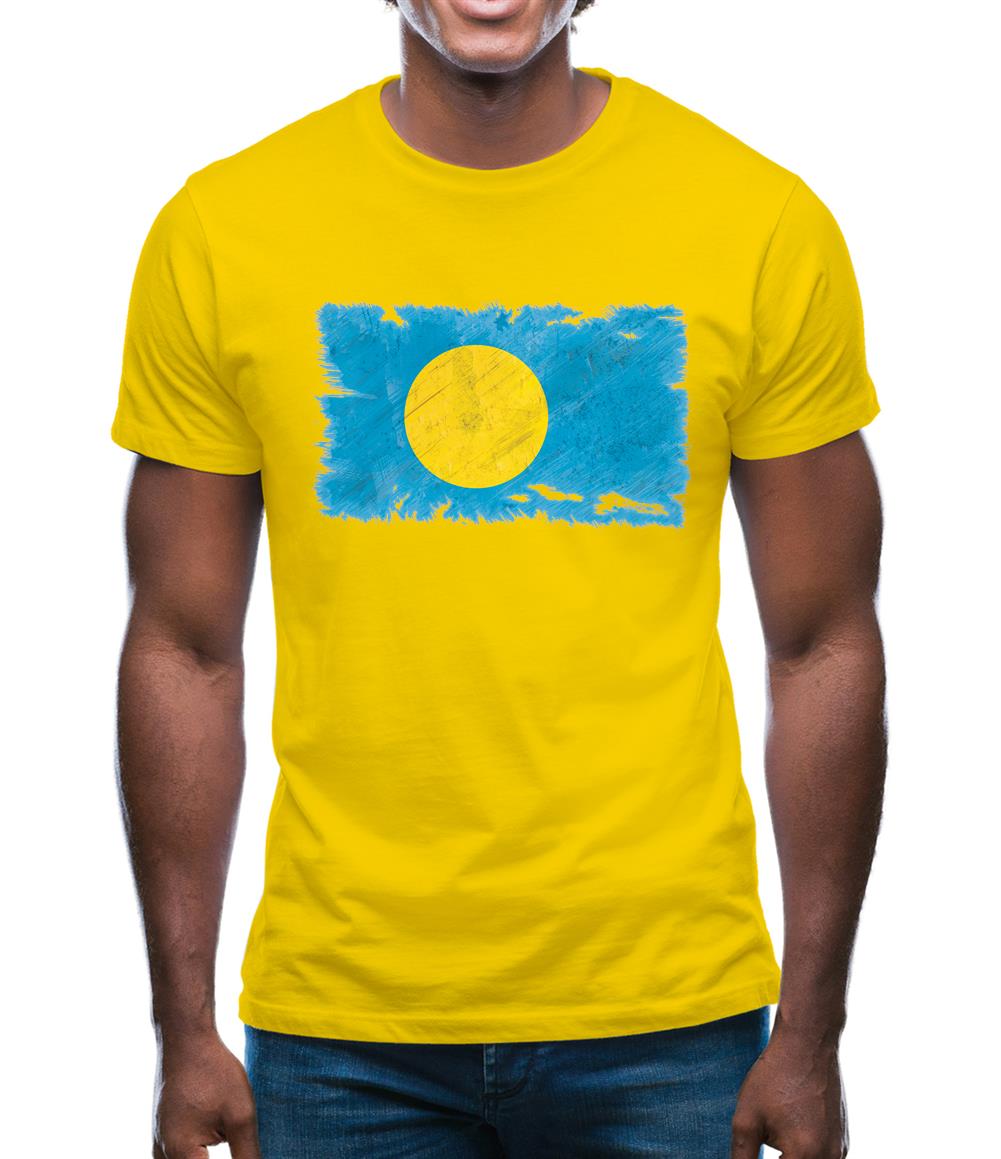 Palau Grunge Style Flag Mens T-Shirt Palau Grunge Style Flag Mens T-Shirt