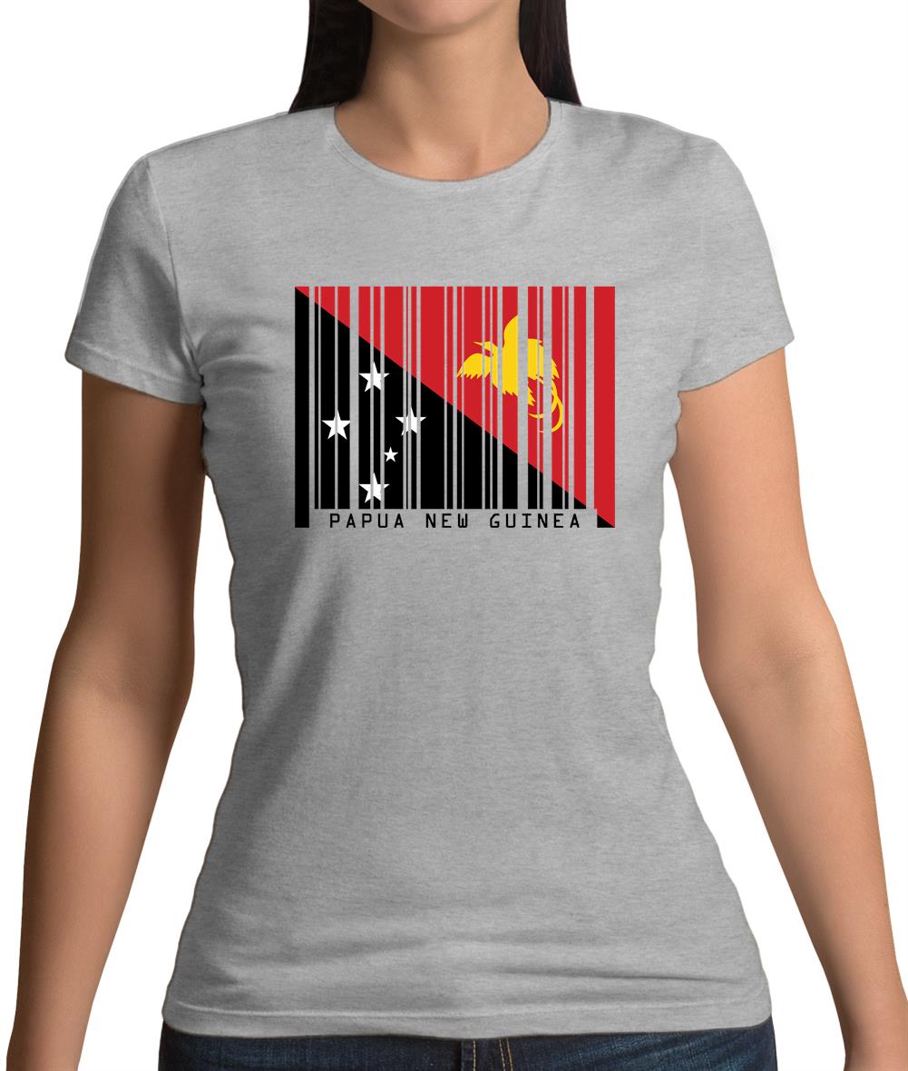 Papua New Guinea  Barcode Style Flag Womens T-Shirt Papua New Guinea  Barcode Style Flag Womens T-Shirt