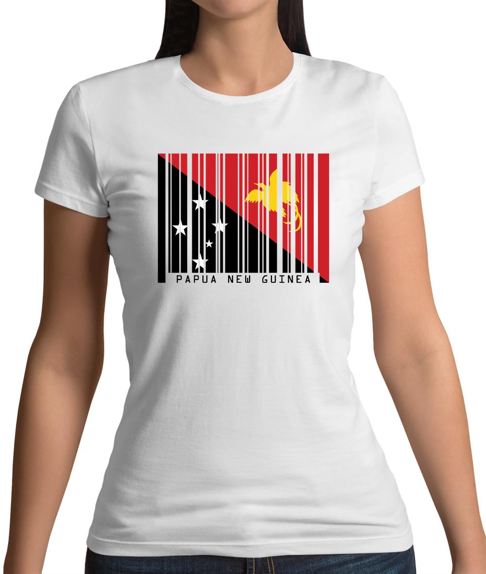 Papua New Guinea  Barcode Style Flag Womens T-Shirt Papua New Guinea  Barcode Style Flag Womens T-Shirt