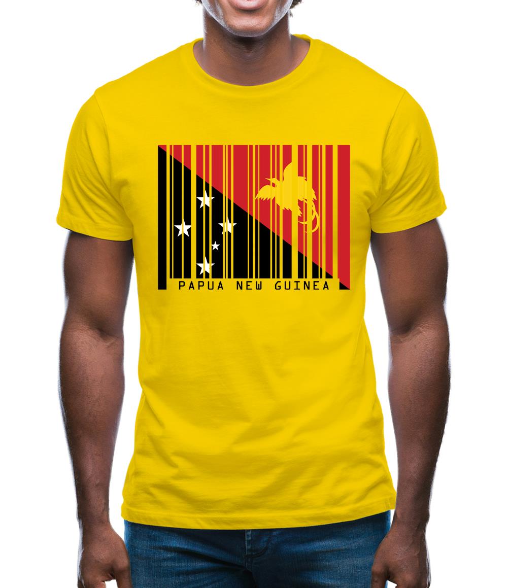 Papua New Guinea  Barcode Style Flag Mens T-Shirt Papua New Guinea  Barcode Style Flag Mens T-Shirt