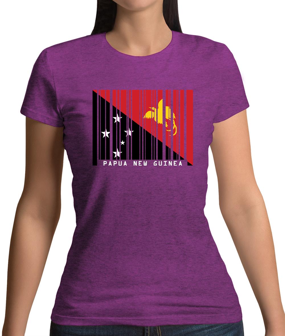 Papua New Guinea  Barcode Style Flag Womens T-Shirt Papua New Guinea  Barcode Style Flag Womens T-Shirt