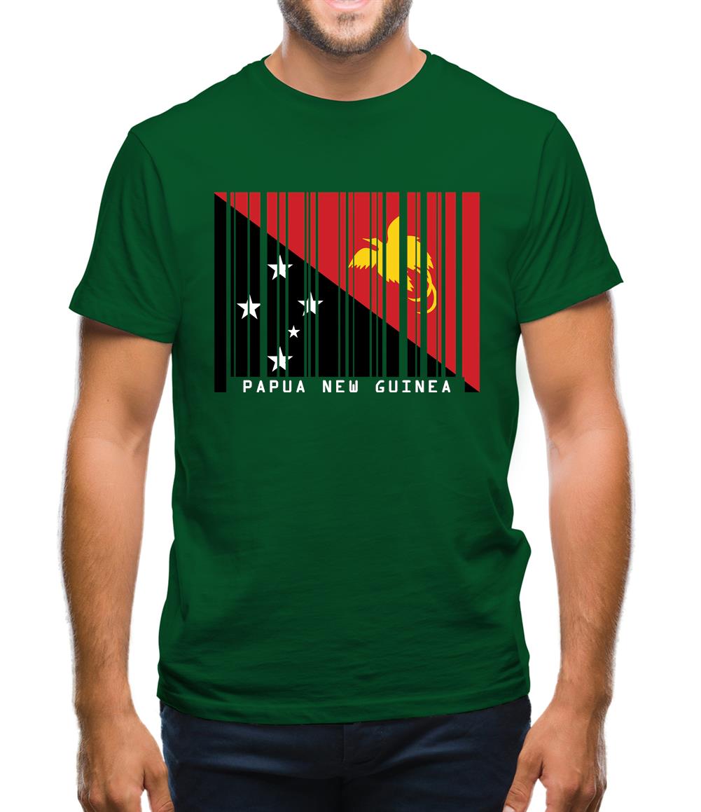 Papua New Guinea  Barcode Style Flag Mens T-Shirt Papua New Guinea  Barcode Style Flag Mens T-Shirt
