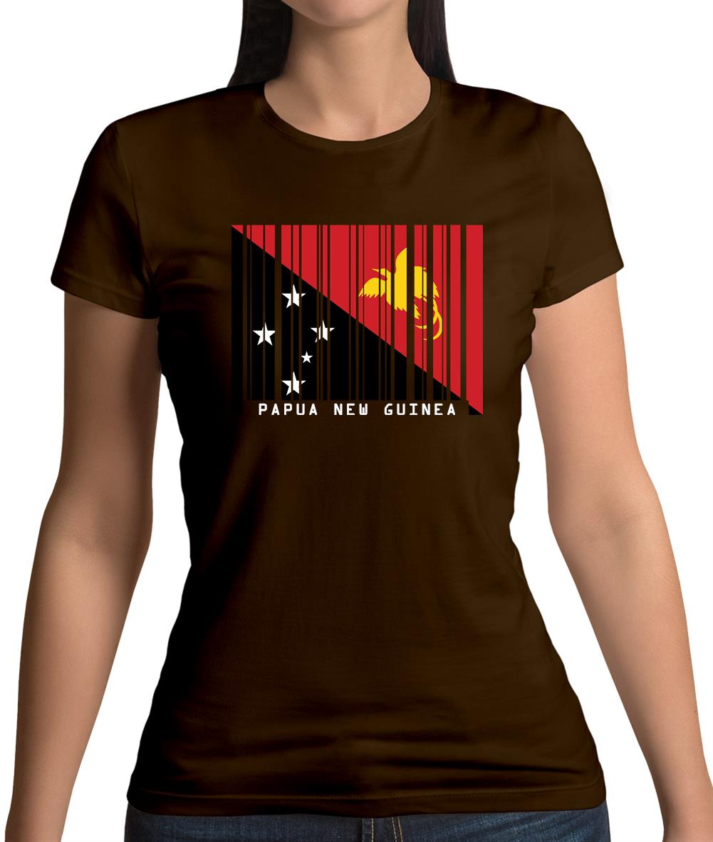 Papua New Guinea  Barcode Style Flag Womens T-Shirt Papua New Guinea  Barcode Style Flag Womens T-Shirt