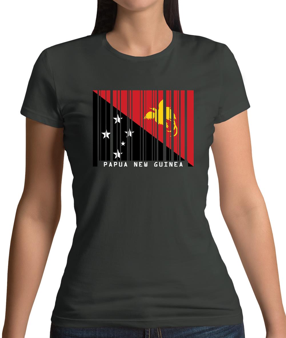 Papua New Guinea  Barcode Style Flag Womens T-Shirt Papua New Guinea  Barcode Style Flag Womens T-Shirt