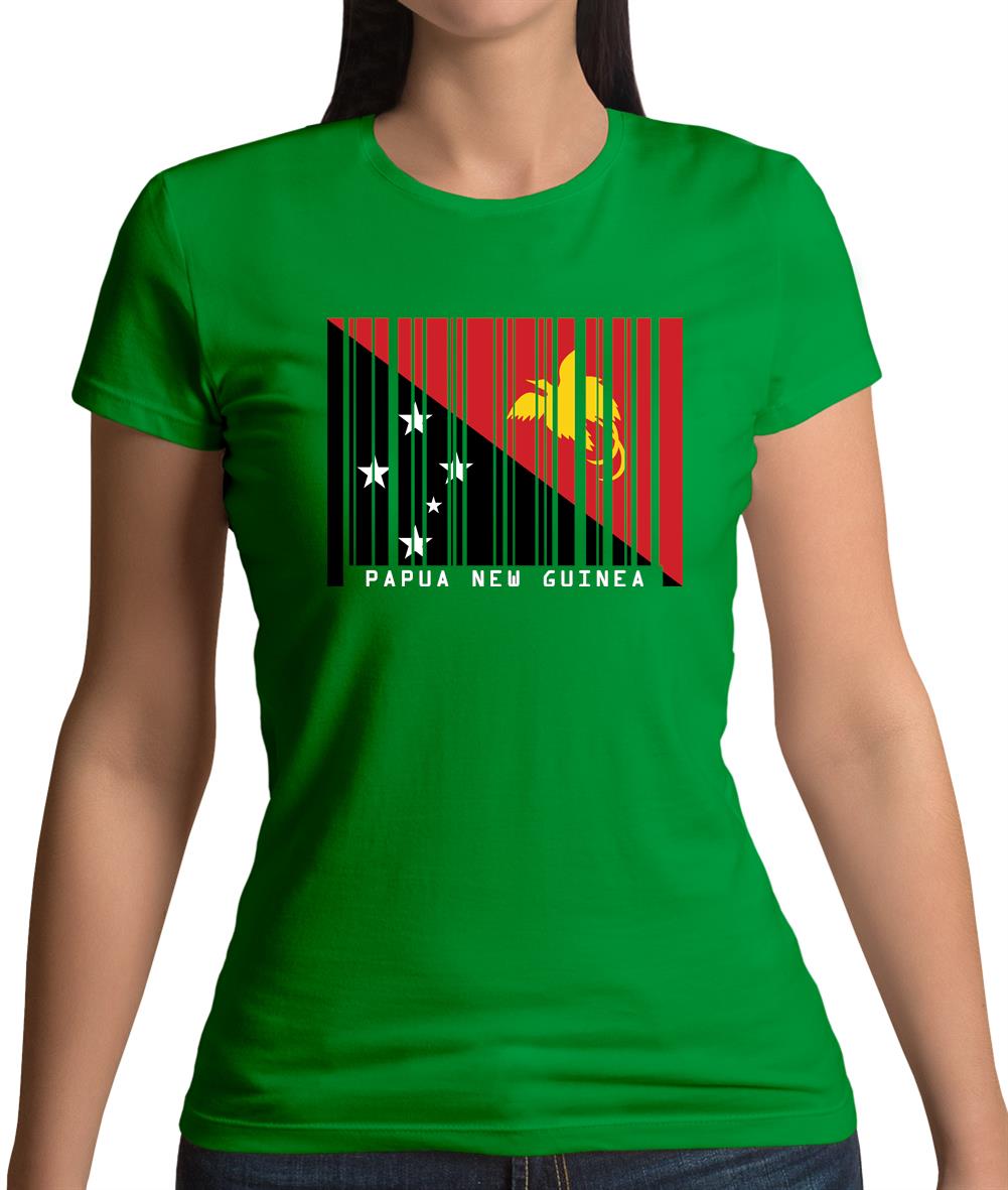 Papua New Guinea  Barcode Style Flag Womens T-Shirt Papua New Guinea  Barcode Style Flag Womens T-Shirt