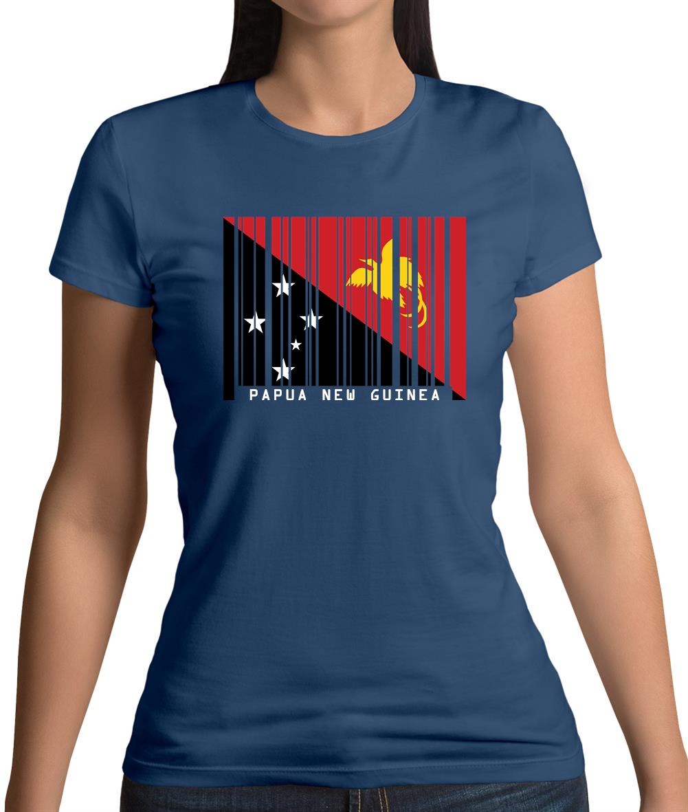 Papua New Guinea  Barcode Style Flag Womens T-Shirt Papua New Guinea  Barcode Style Flag Womens T-Shirt