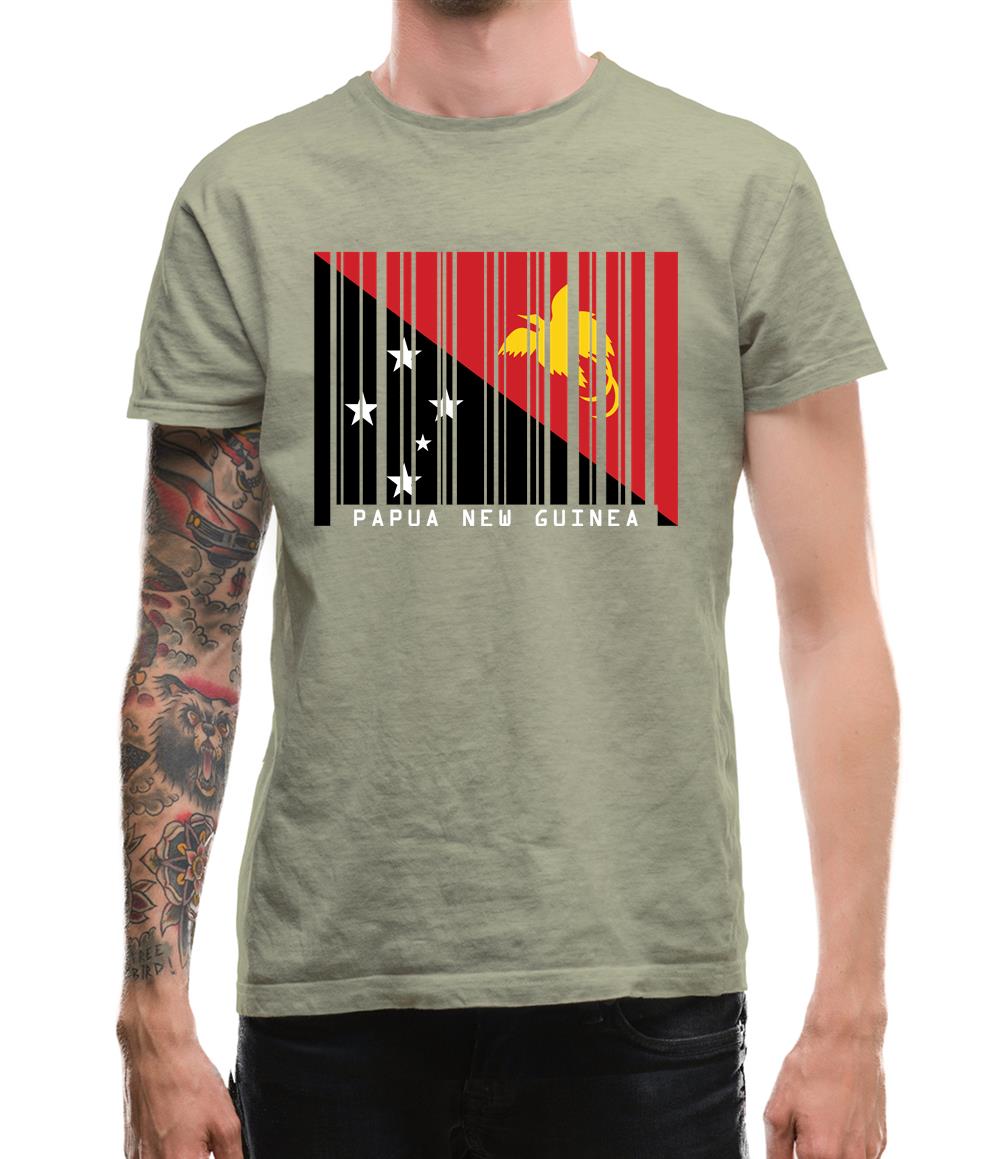 Papua New Guinea  Barcode Style Flag Mens T-Shirt Papua New Guinea  Barcode Style Flag Mens T-Shirt